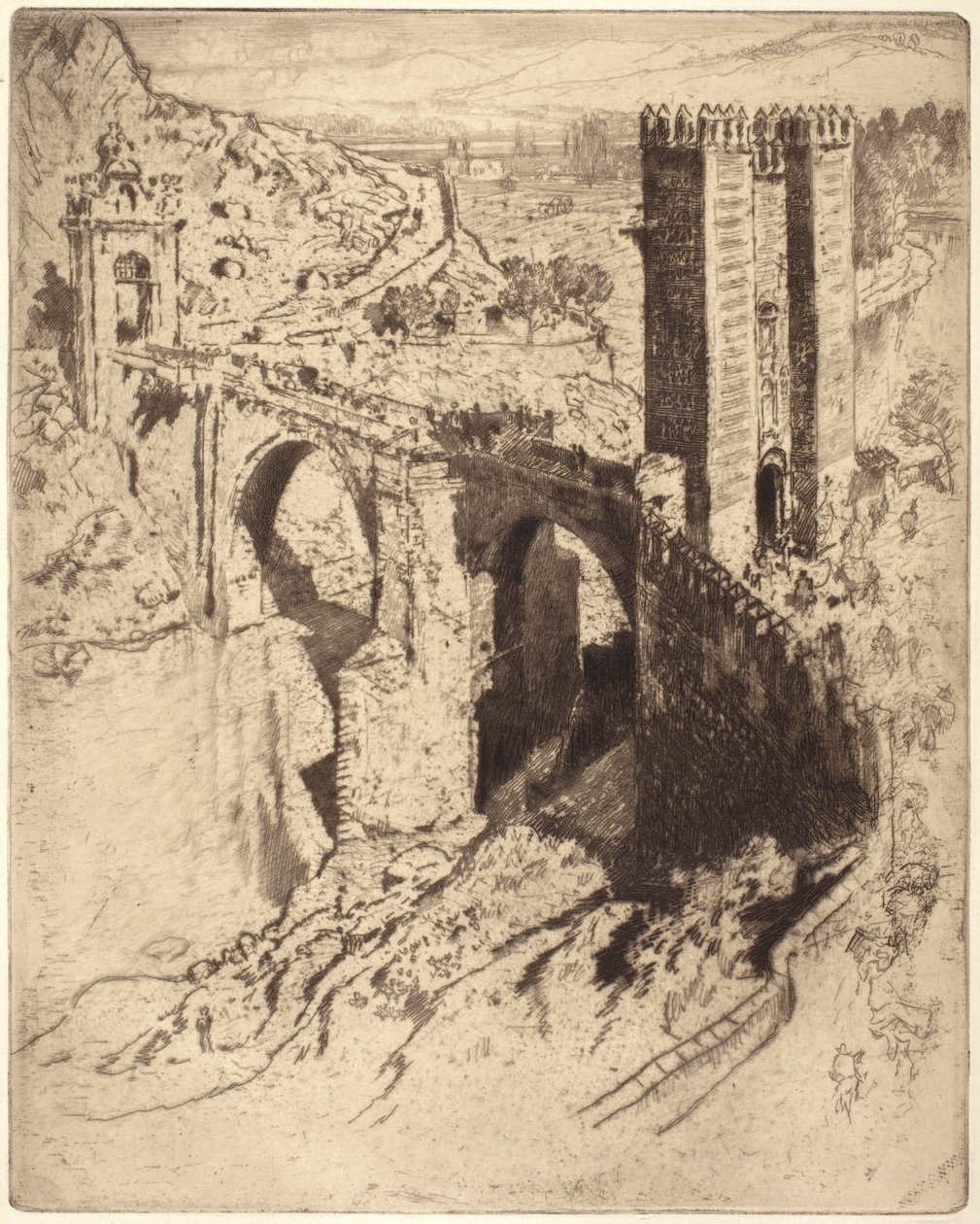 Brug van Alcántara door Joseph Pennell