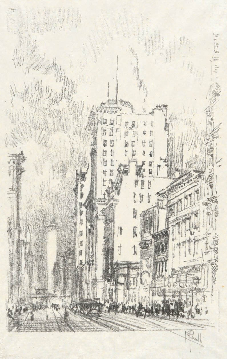 Broadway Boven 23rd Street, #11 in Iconophile Club Collectie door Joseph Pennell