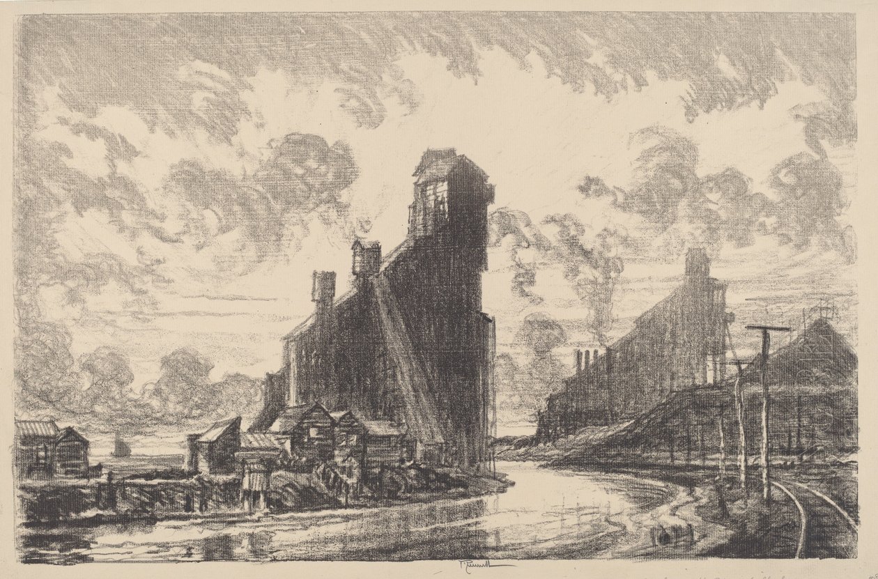 Kolenbreker aan de Rivier door Joseph Pennell