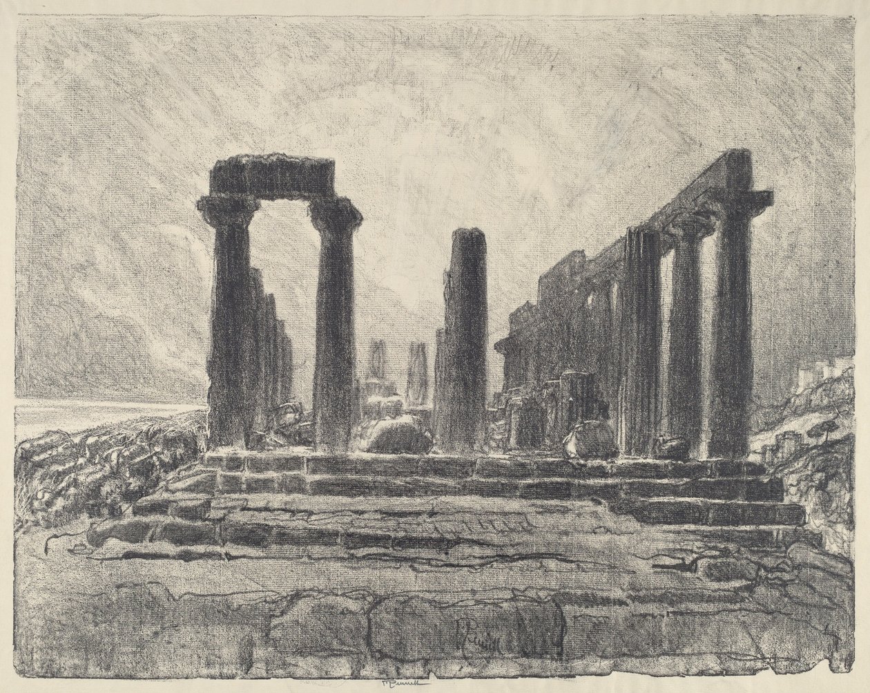 Zuilen van de tempel van Juno, Girgenti door Joseph Pennell