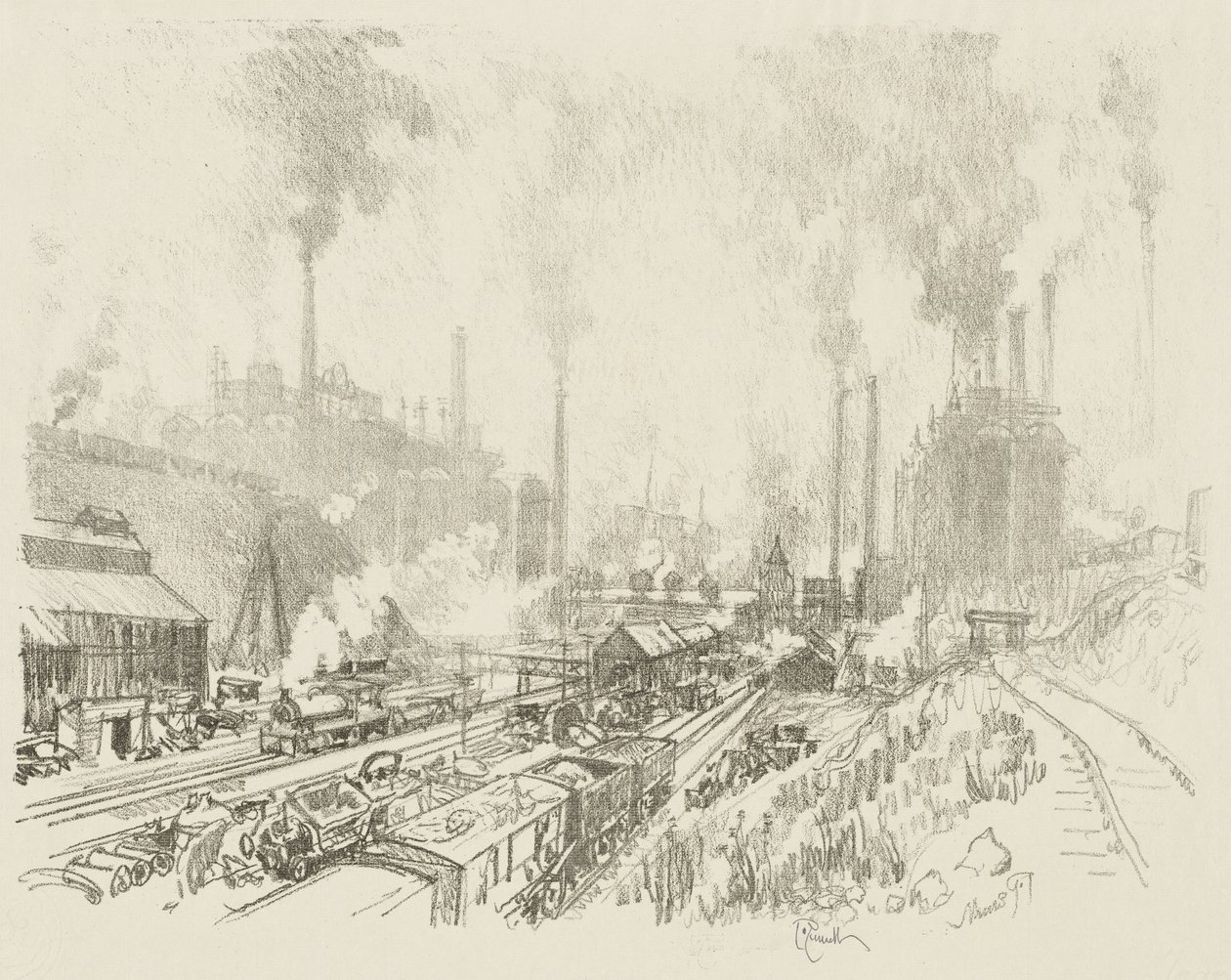 Engels Oorlogswerk: In het Land van IJzer en Staal door Joseph Pennell