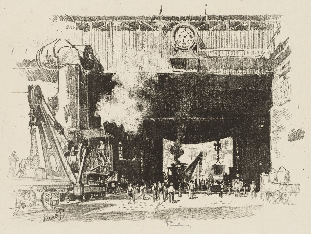 Engels Oorlogswerk: De Grote Poort van de Grote Werkplaats door Joseph Pennell