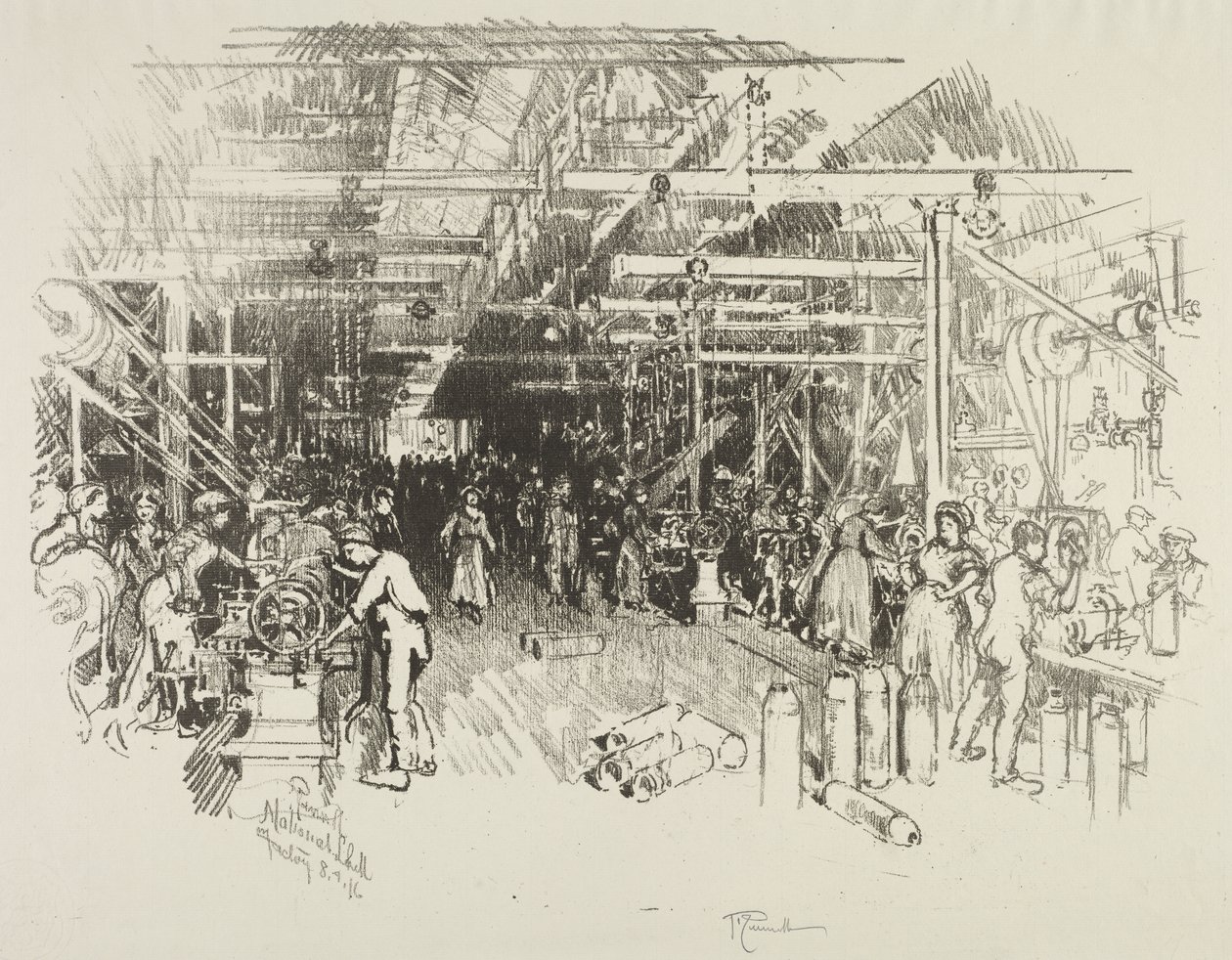 Engels Oorlogswerk: De Granaatfabriek door Joseph Pennell