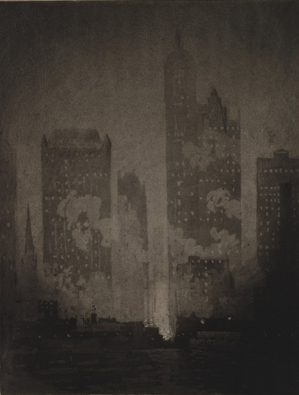 Vanaf de Cortlandt Street Ferry door Joseph Pennell
