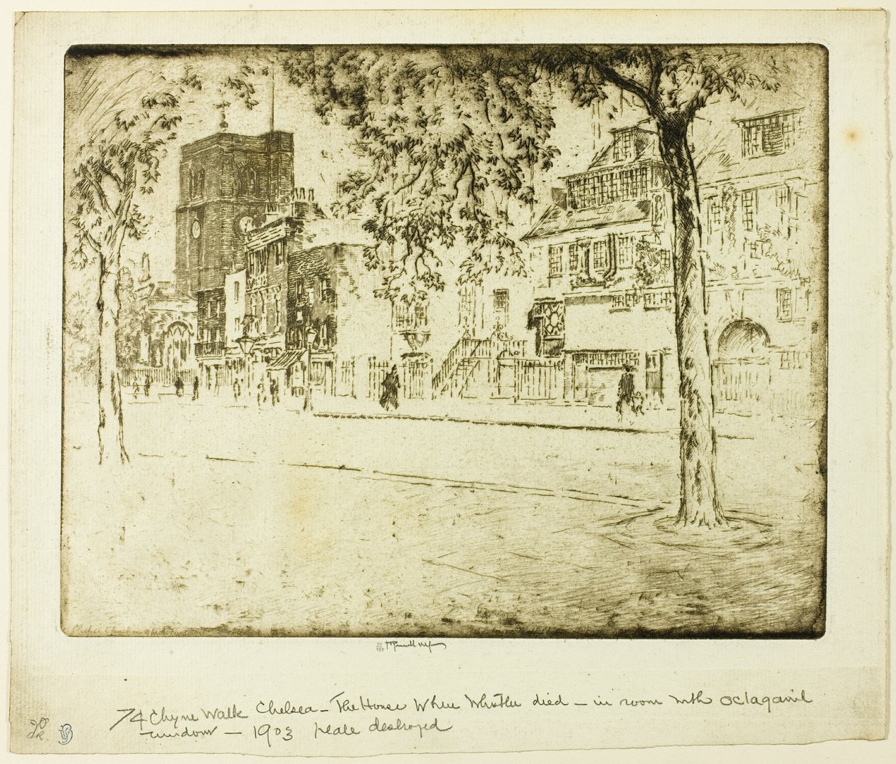 Huis waar Whistler stierf door Joseph Pennell
