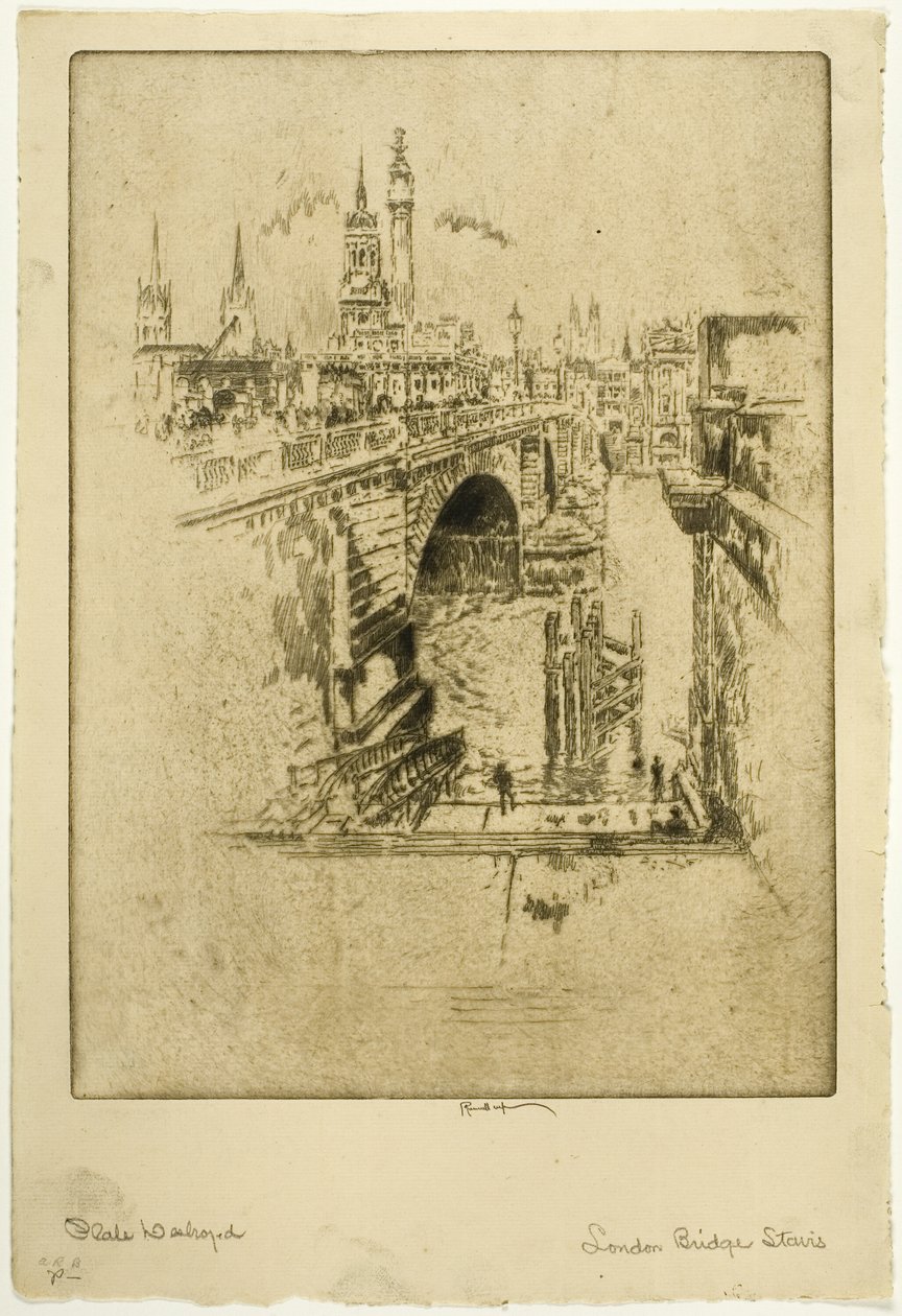 London Bridge Trappen door Joseph Pennell