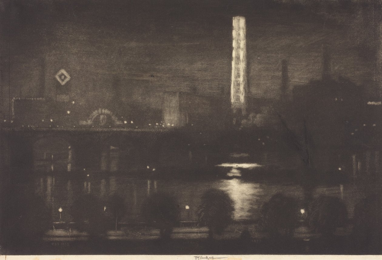 Londense nacht, whisky en thee door Joseph Pennell