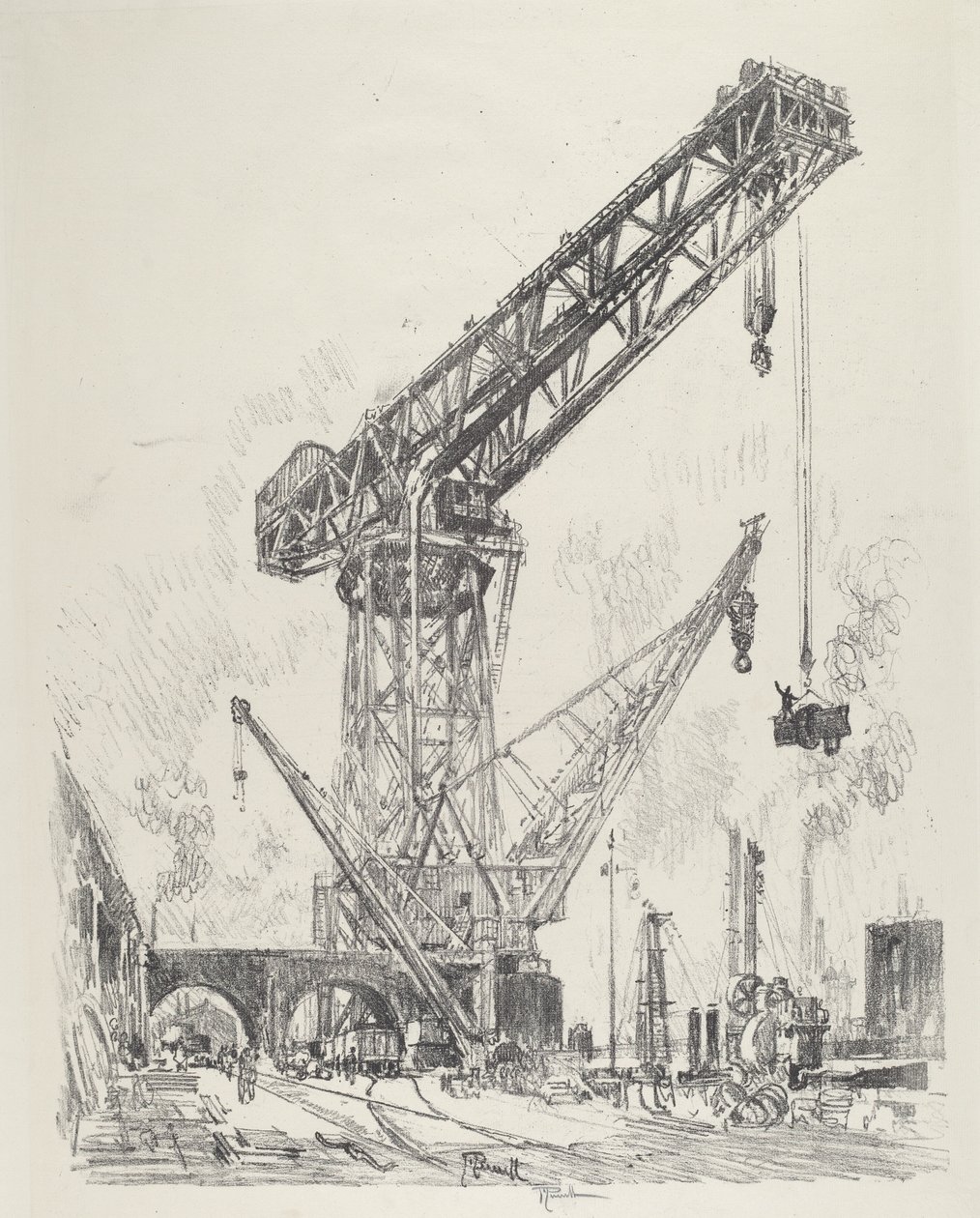 Made in Germany, de grote kraan door Joseph Pennell