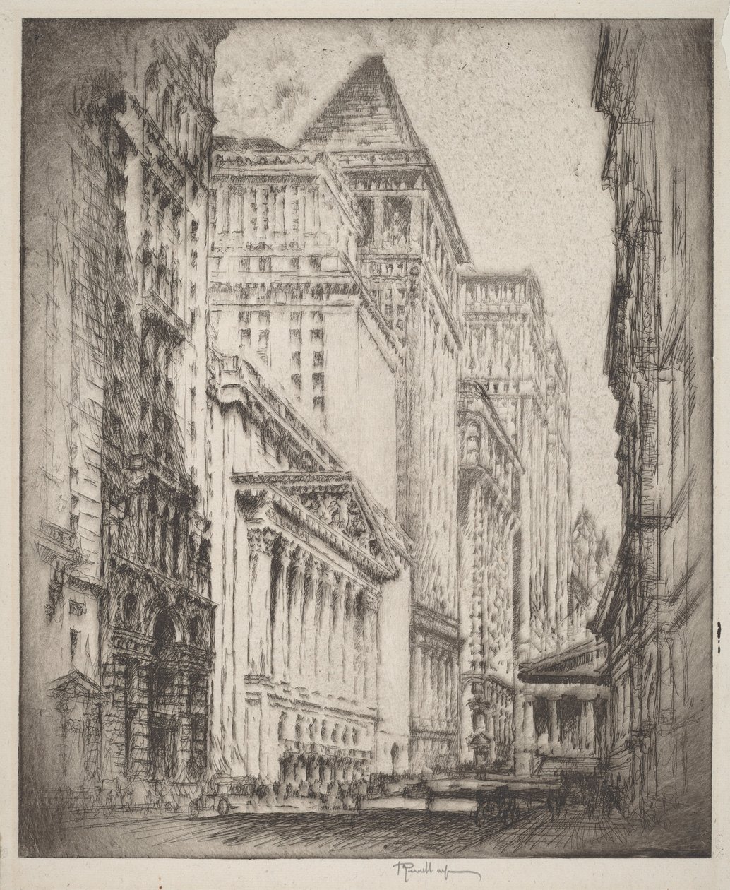 Effectenbeurs van New York door Joseph Pennell