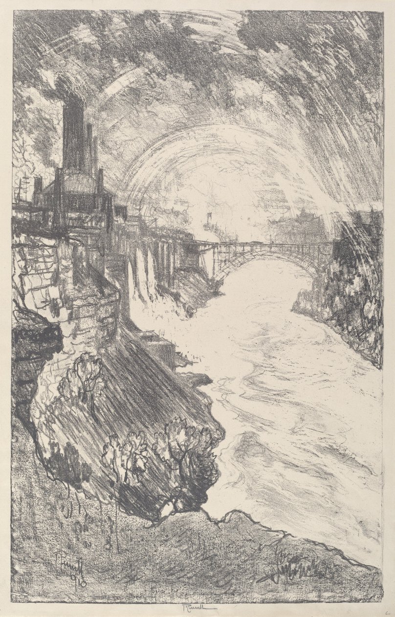 Niagara regenbogen door Joseph Pennell