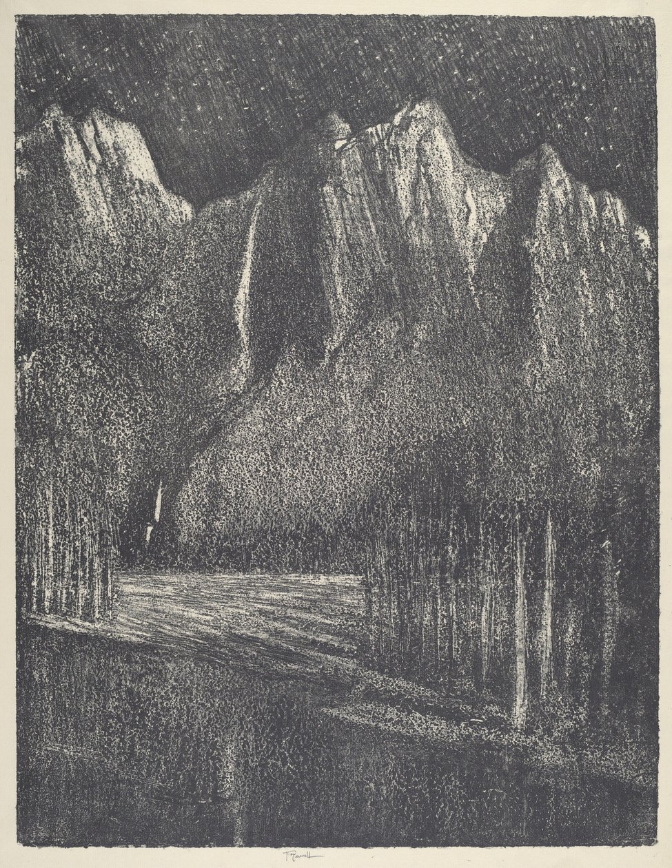 Nacht in Yosemite door Joseph Pennell