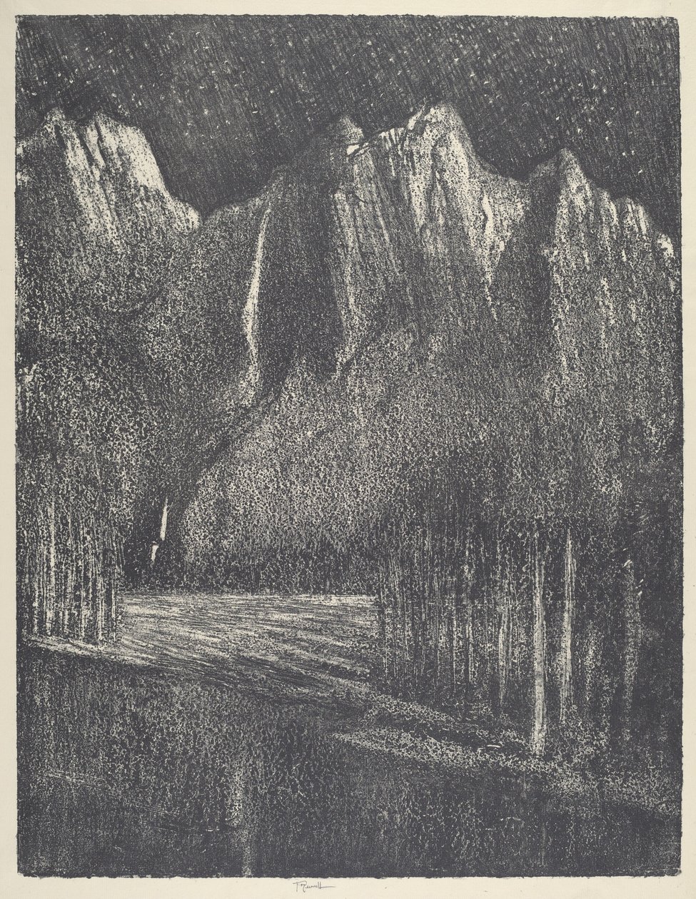 Nacht in Yosemite door Joseph Pennell