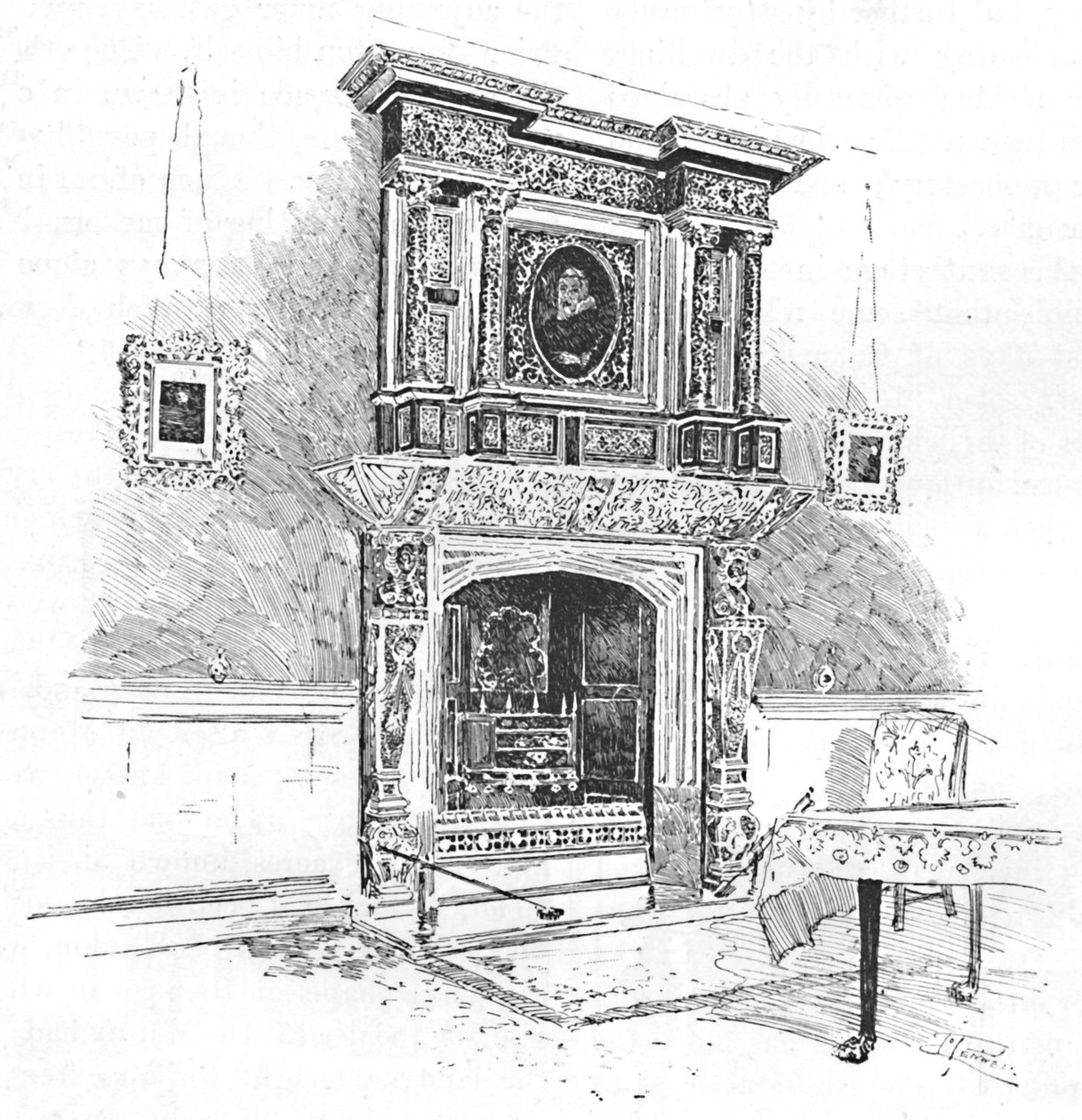 Oude Charterhouse: Schouw in de Meestersloge, 1886 door Joseph Pennell
