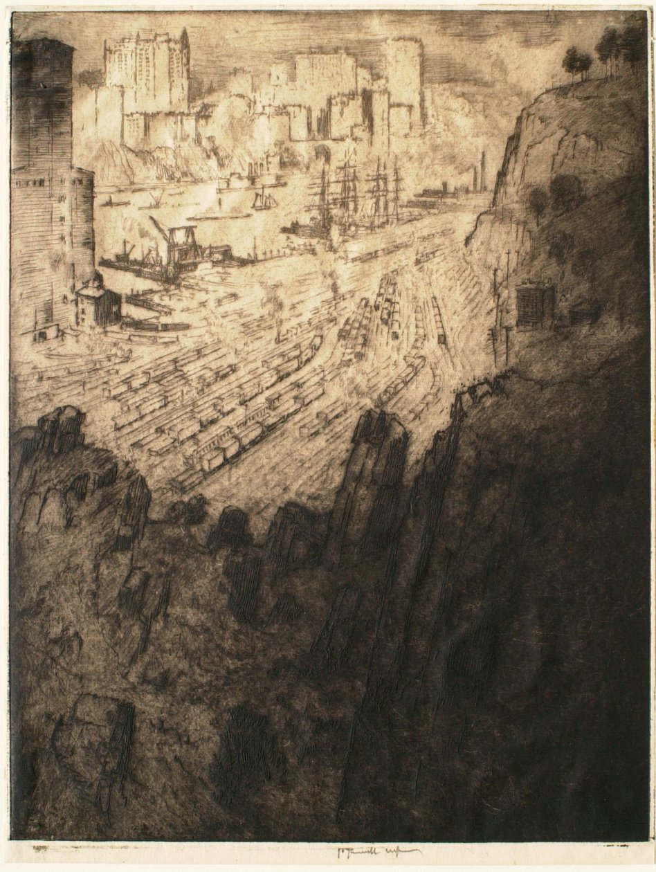 Palisades en paleizen, New York door Joseph Pennell