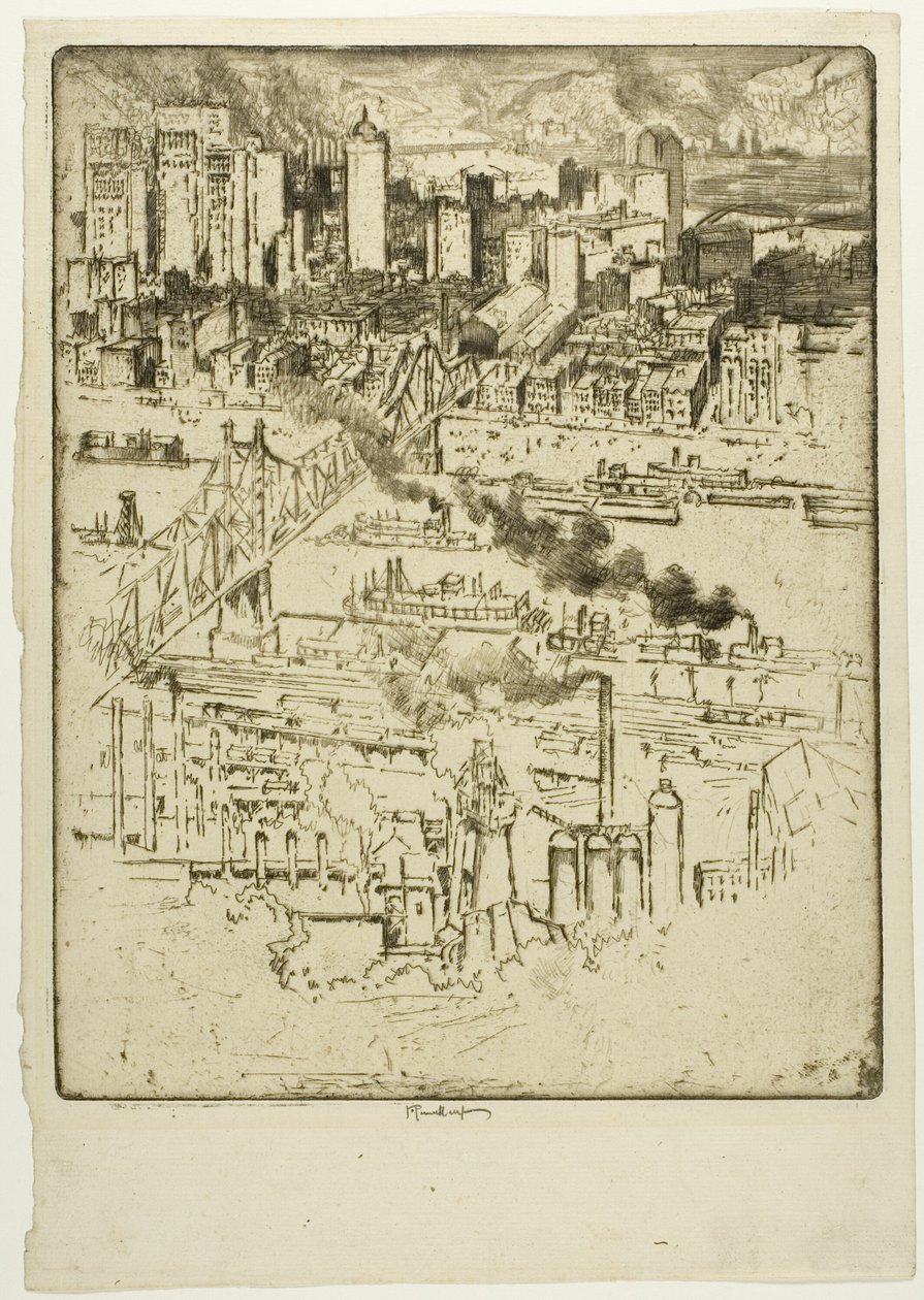Treinstation, Pittsburgh door Joseph Pennell