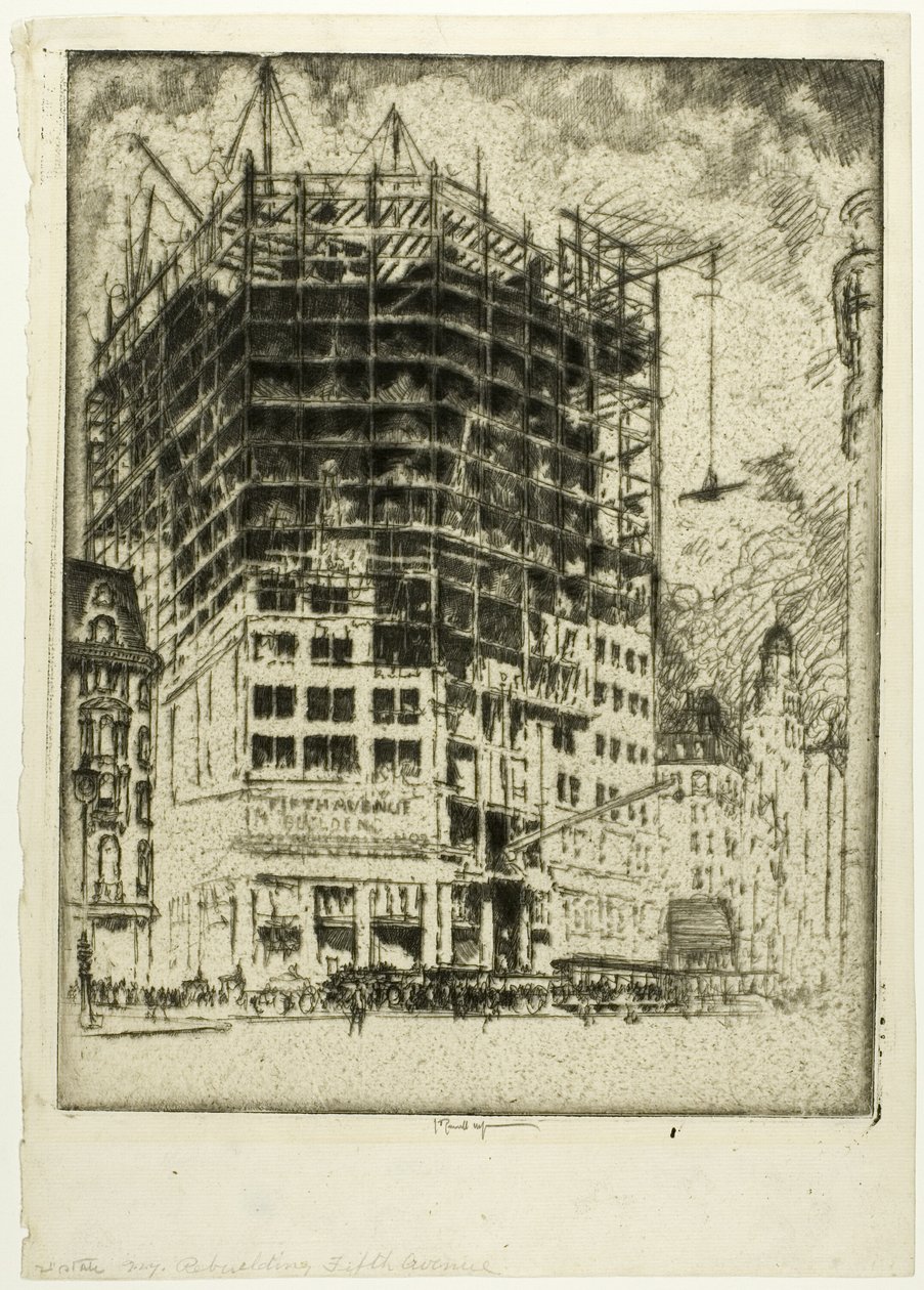 Herbouw van Fifth Avenue door Joseph Pennell