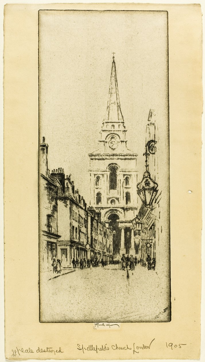 Spitalfields Kerk door Joseph Pennell