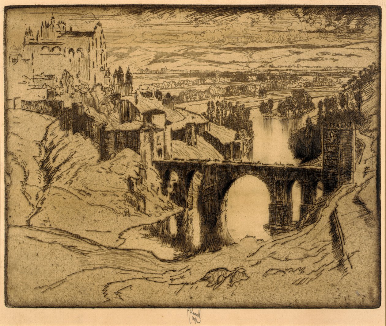 Sint-Martinusbrug, Toledo door Joseph Pennell