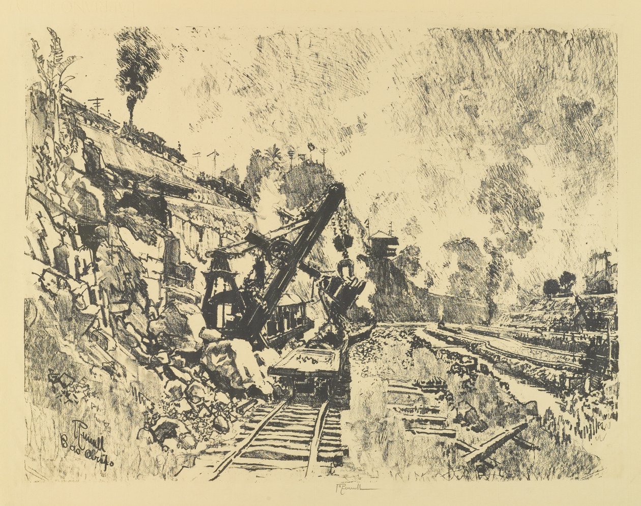 Stoomschop in de snede bij Bas Obispo door Joseph Pennell