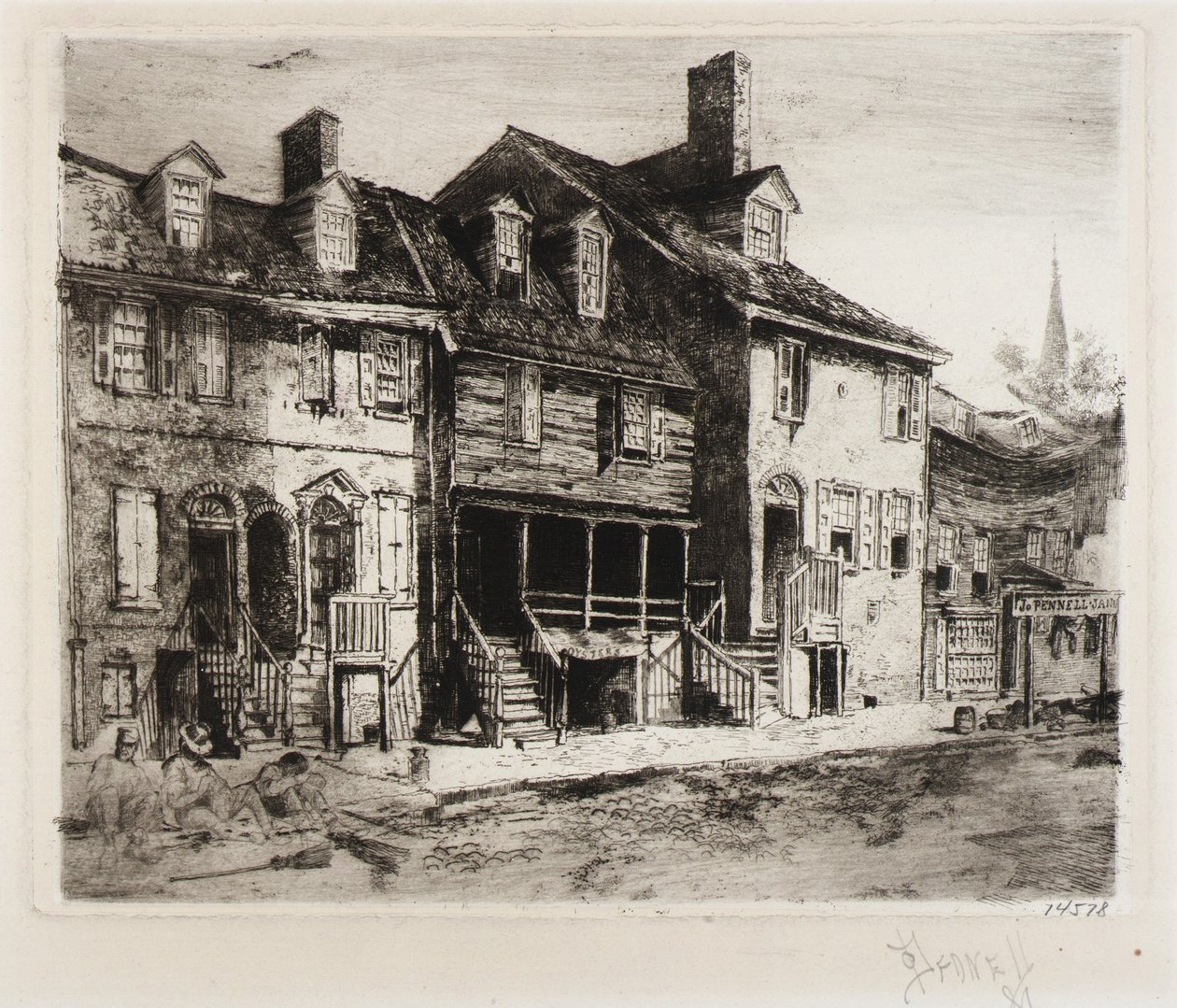 Straatvegers, Oude huizen door Joseph Pennell