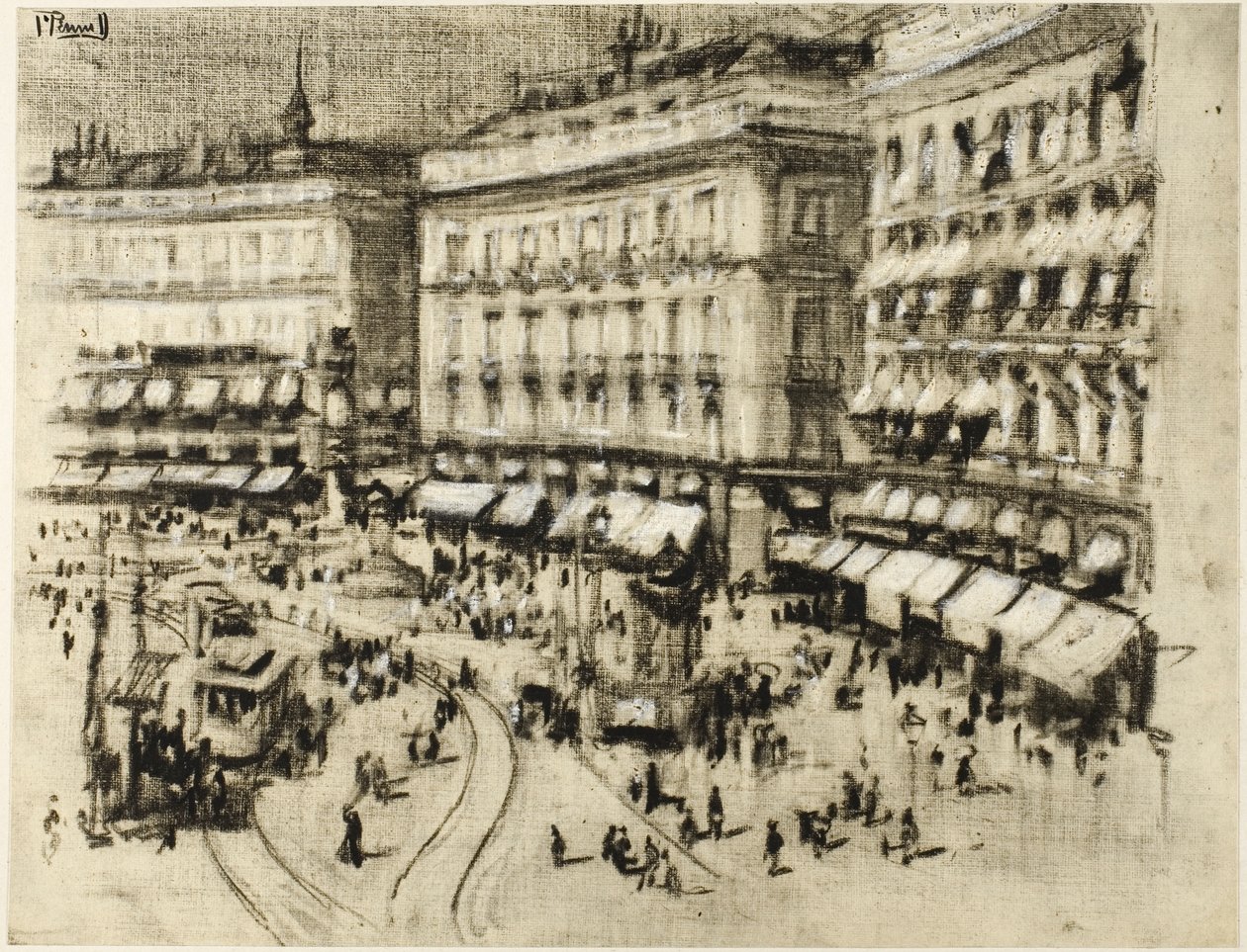 Zomerdag in Madrid door Joseph Pennell