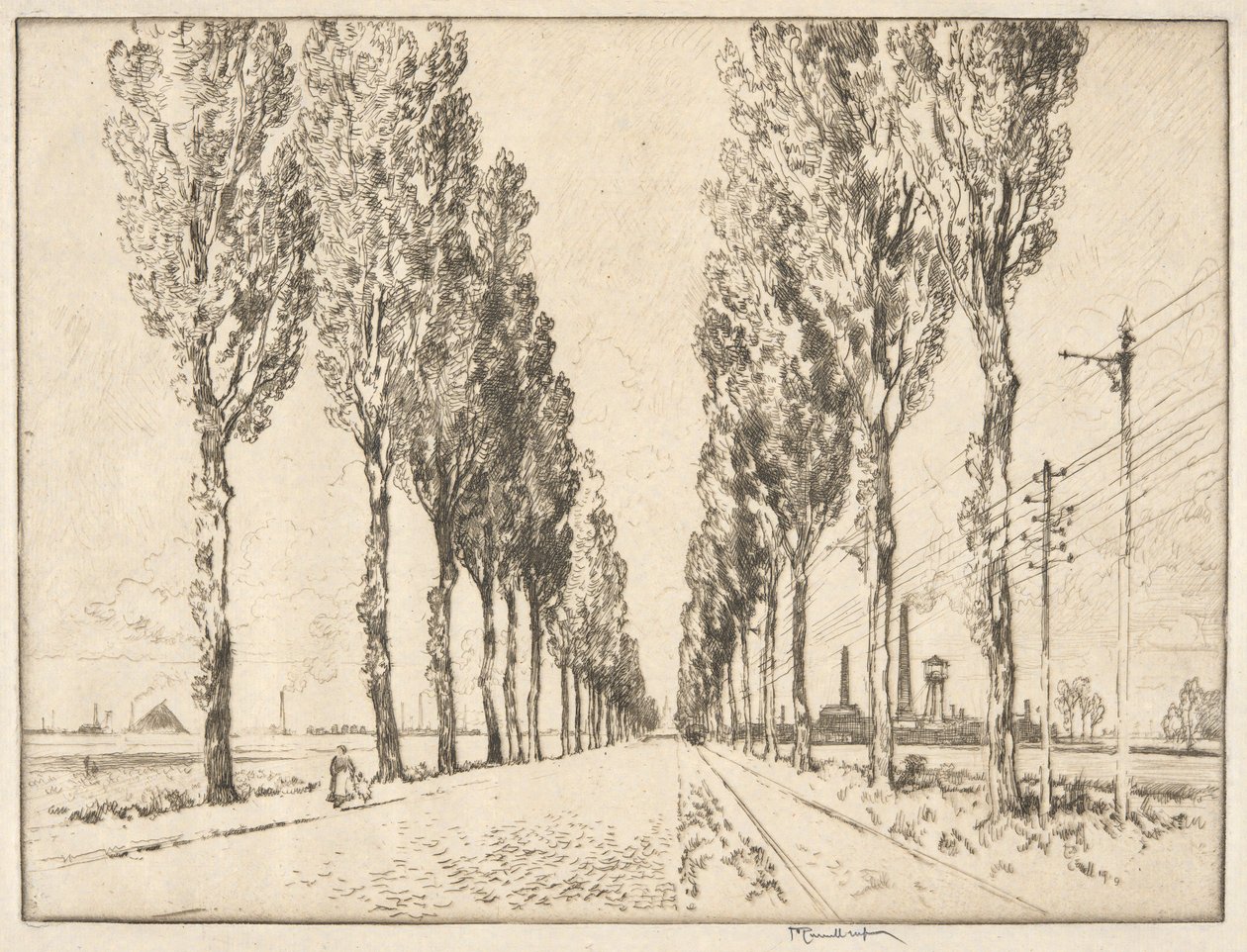 De Laan bij Valenciennes door Joseph Pennell