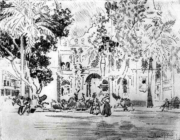 De Kathedraal, plaat XXVI uit Het Panamakanaal door Joseph Pennell door Joseph Pennell