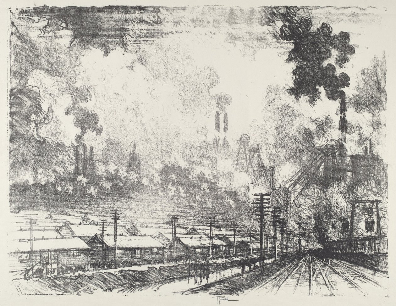 De Kolenmijn, 1916 door Joseph Pennell