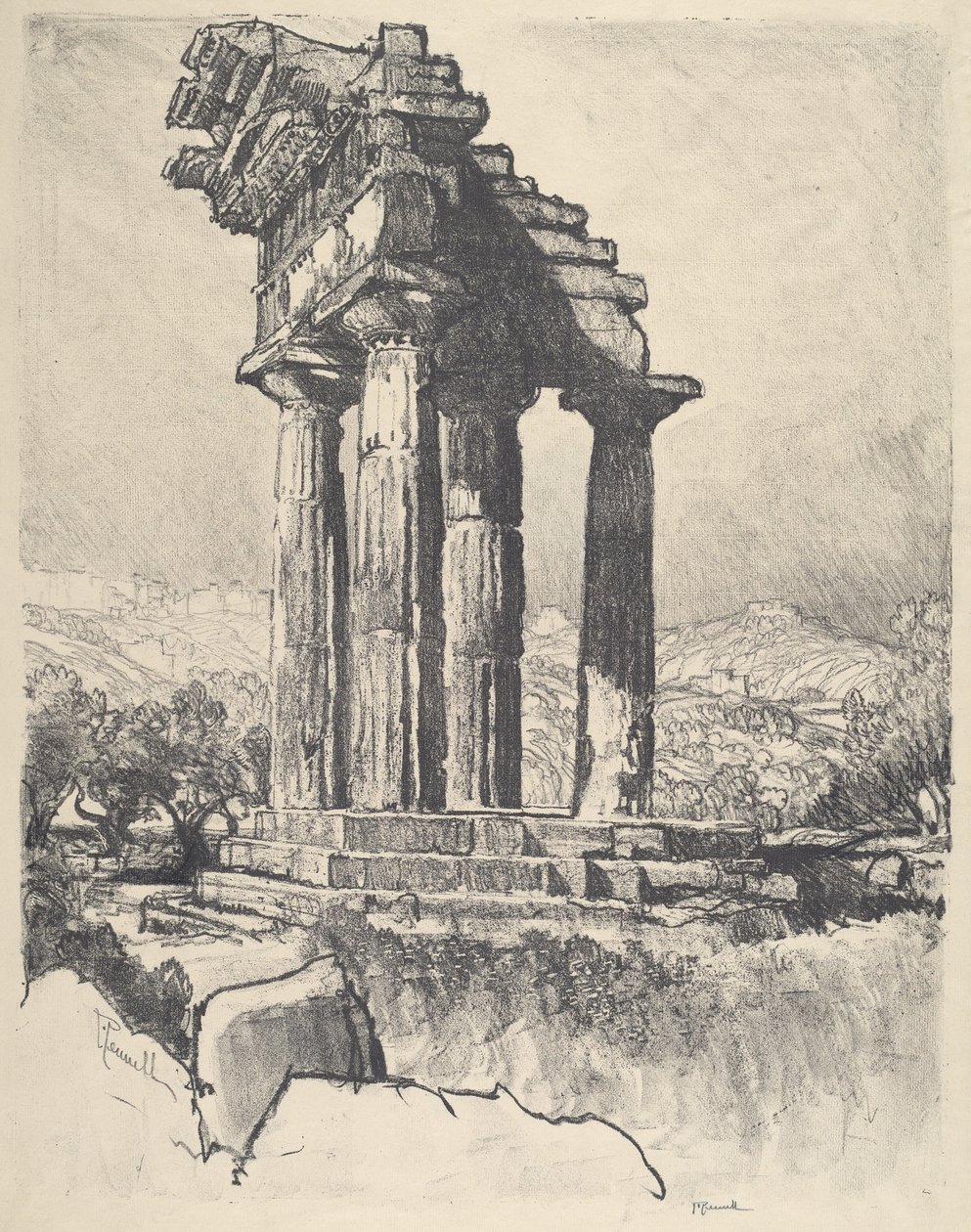 De zuilen van Castor en Pollux, Girgenti door Joseph Pennell