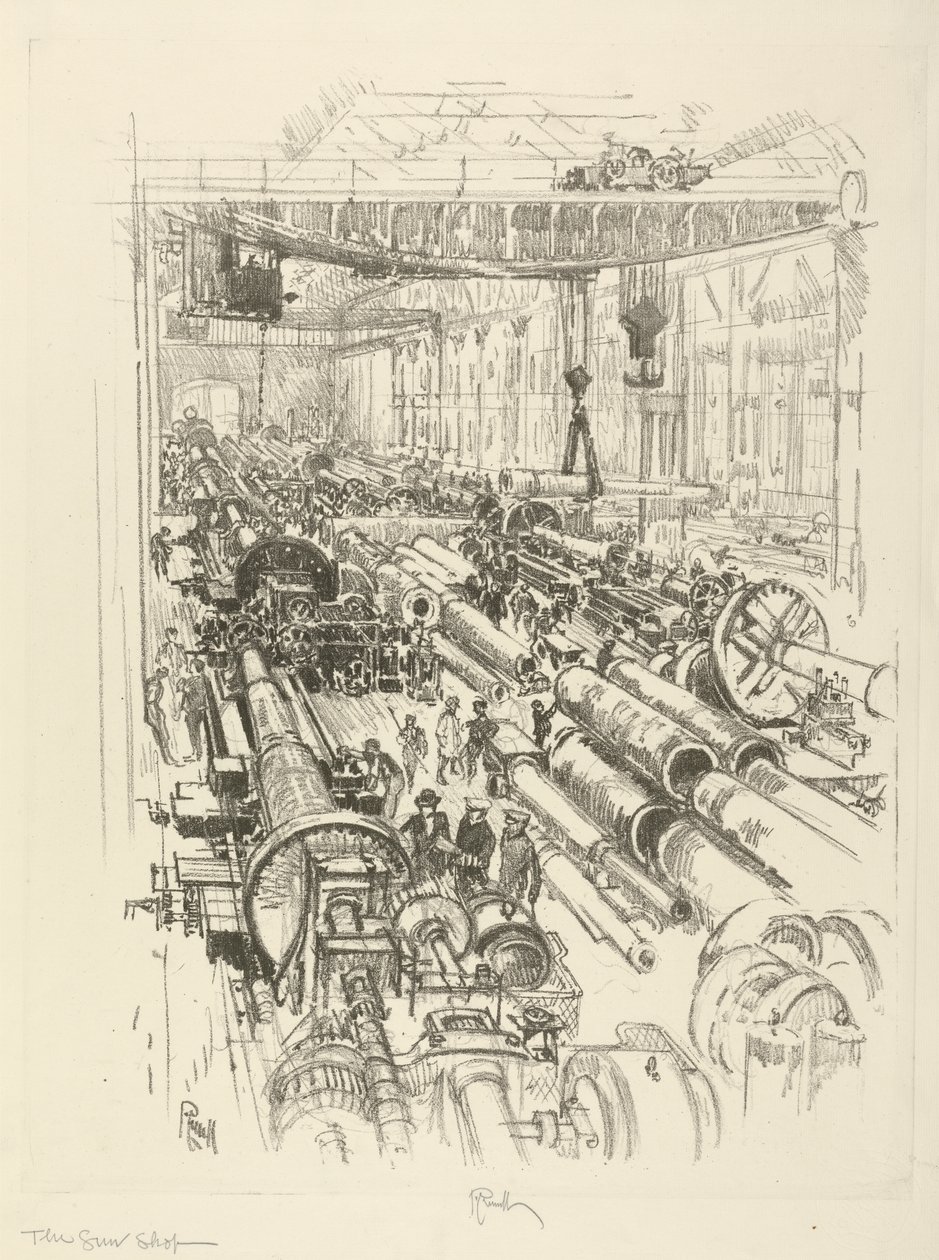 De Engelse Oorlog Serie: W.441. De Wapenwinkel door Joseph Pennell