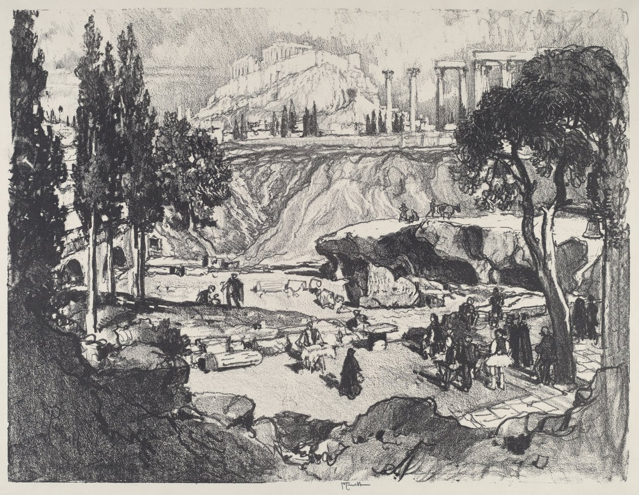 Het Kleine Feest, Athene, 1913 door Joseph Pennell