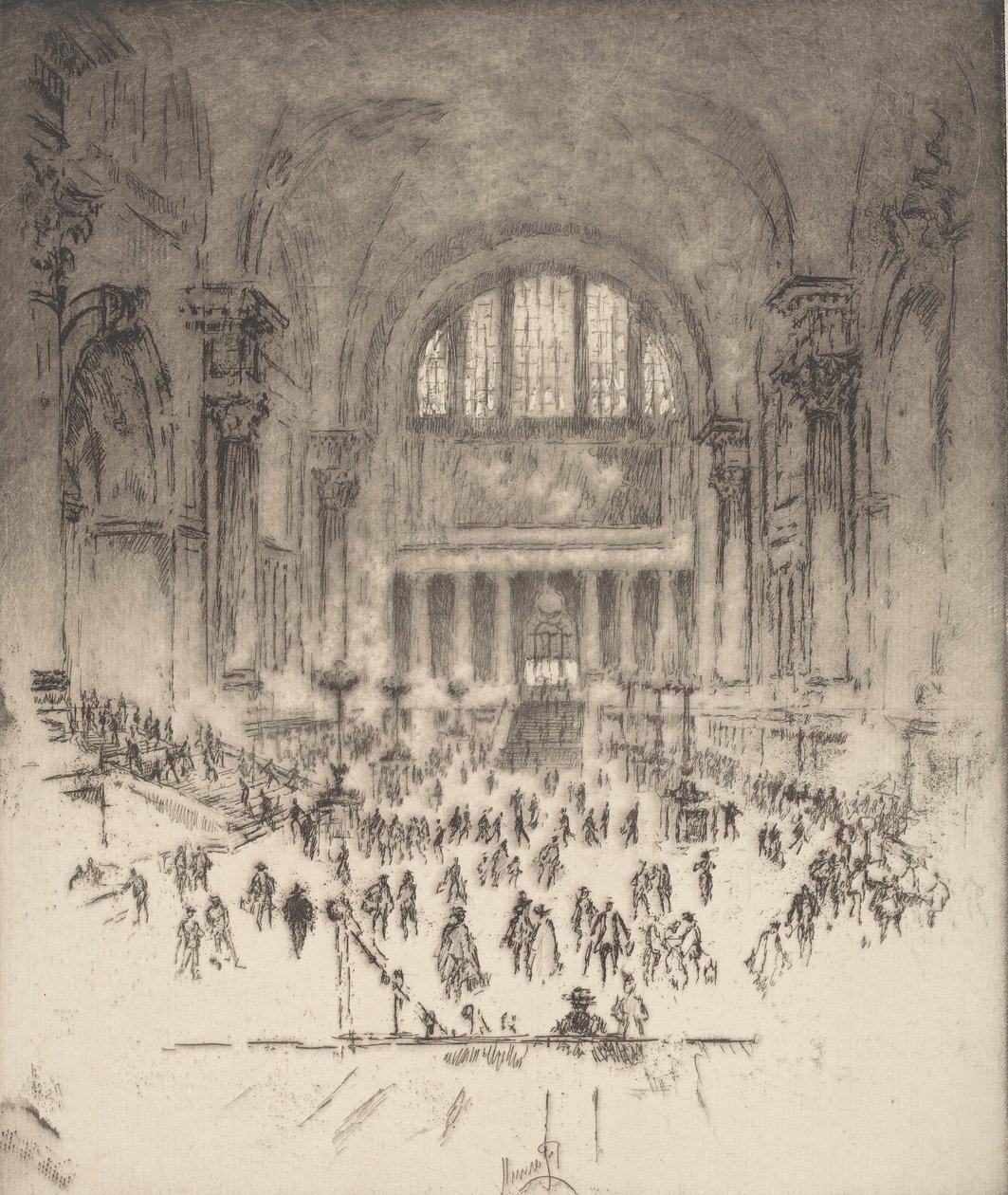 De Marmeren Hal, Pennsylvania Station, New York, 1919 door Joseph Pennell