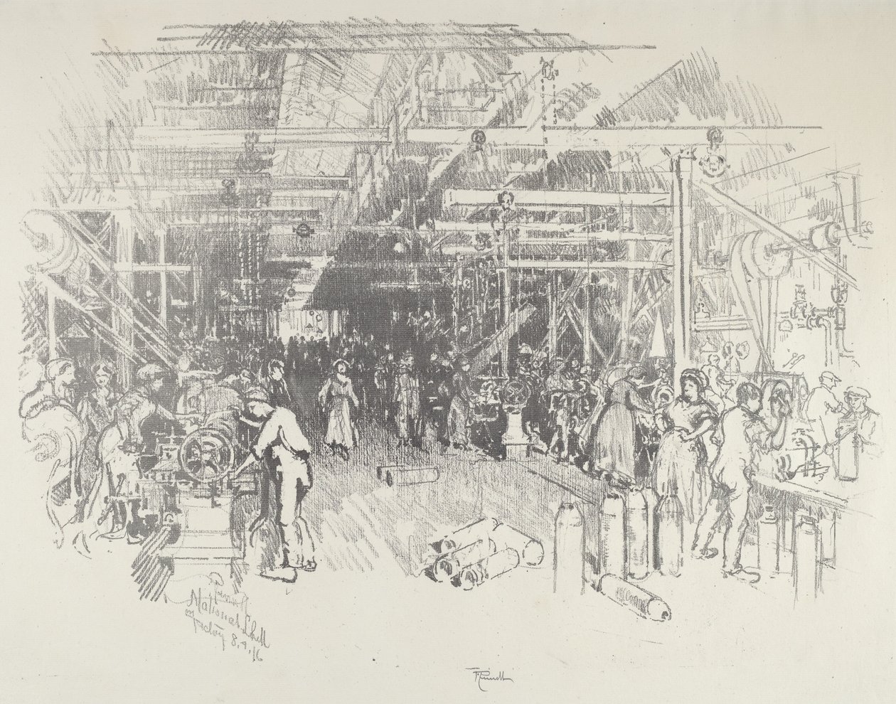 De schelpenfabriek door Joseph Pennell
