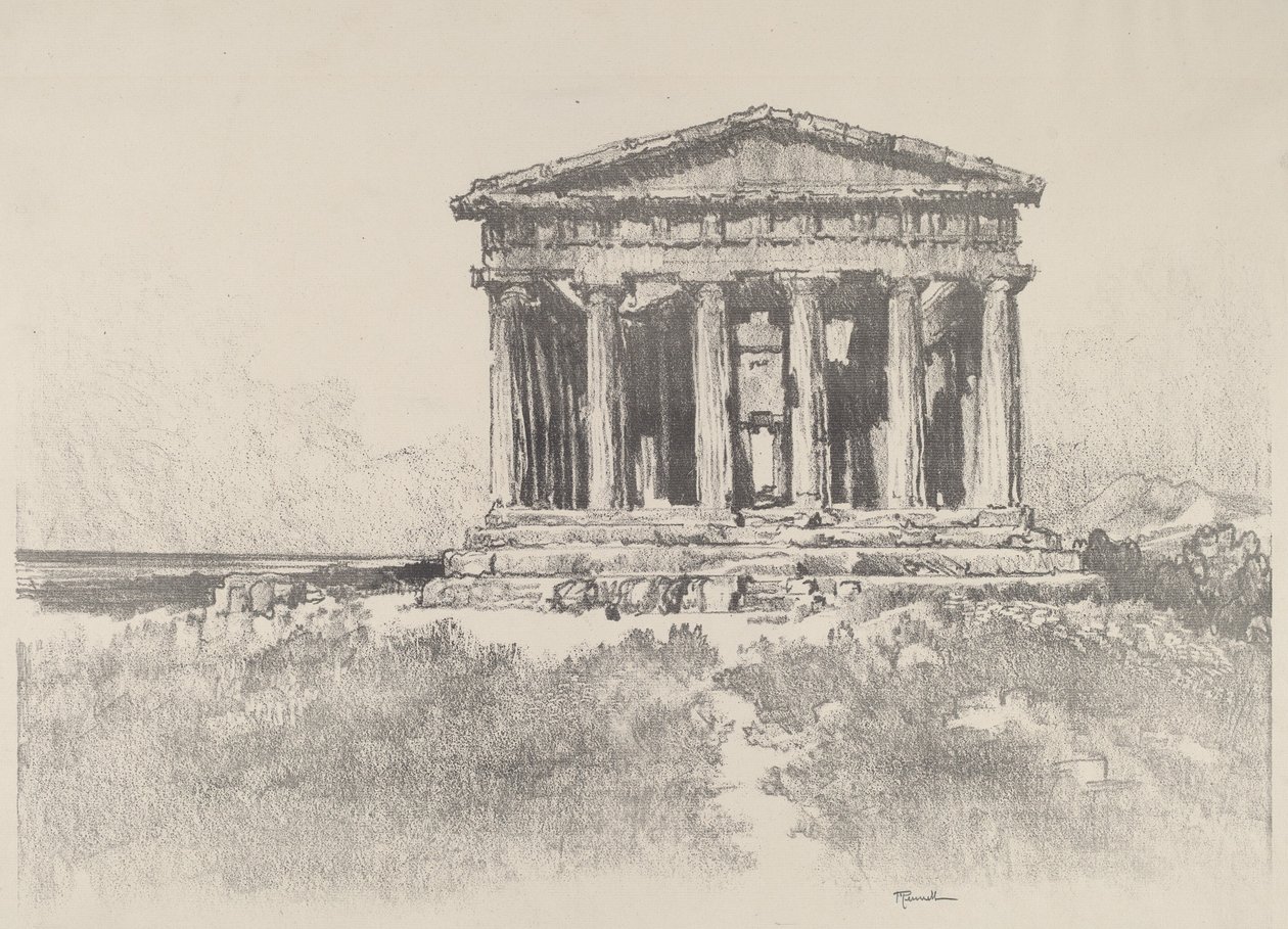 De tempel aan zee, Tempel van Concordia, Girgenti door Joseph Pennell