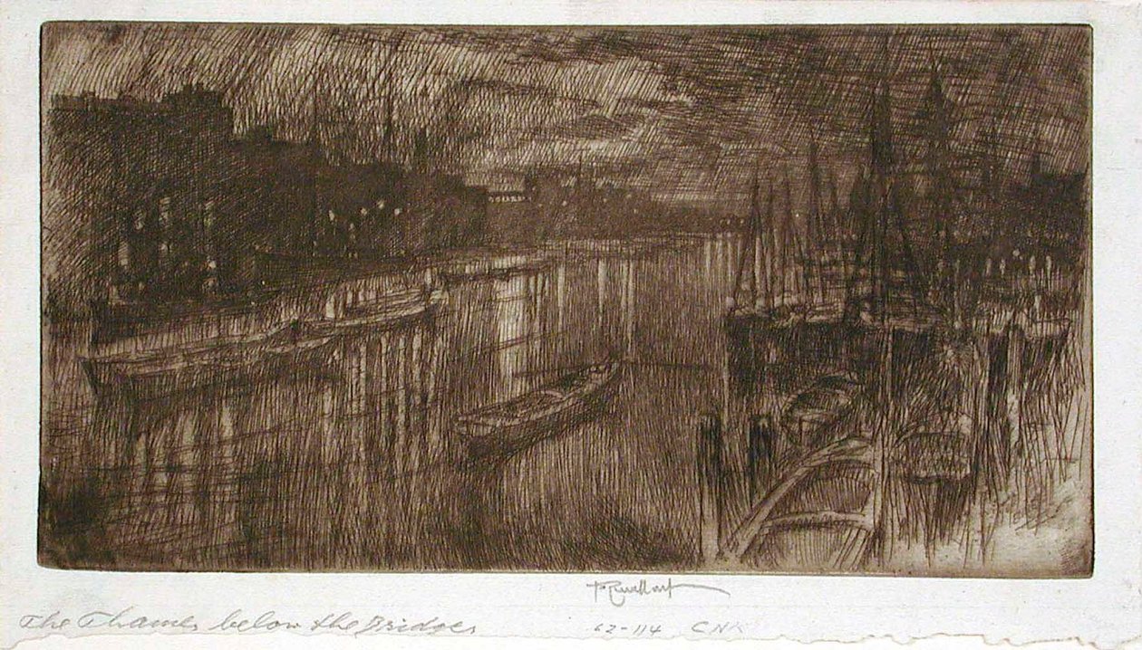 De Theems onder de brug door Joseph Pennell