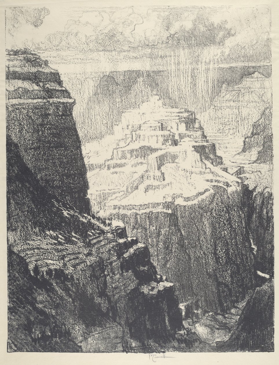 De Ommuurde Stad, 1912 door Joseph Pennell
