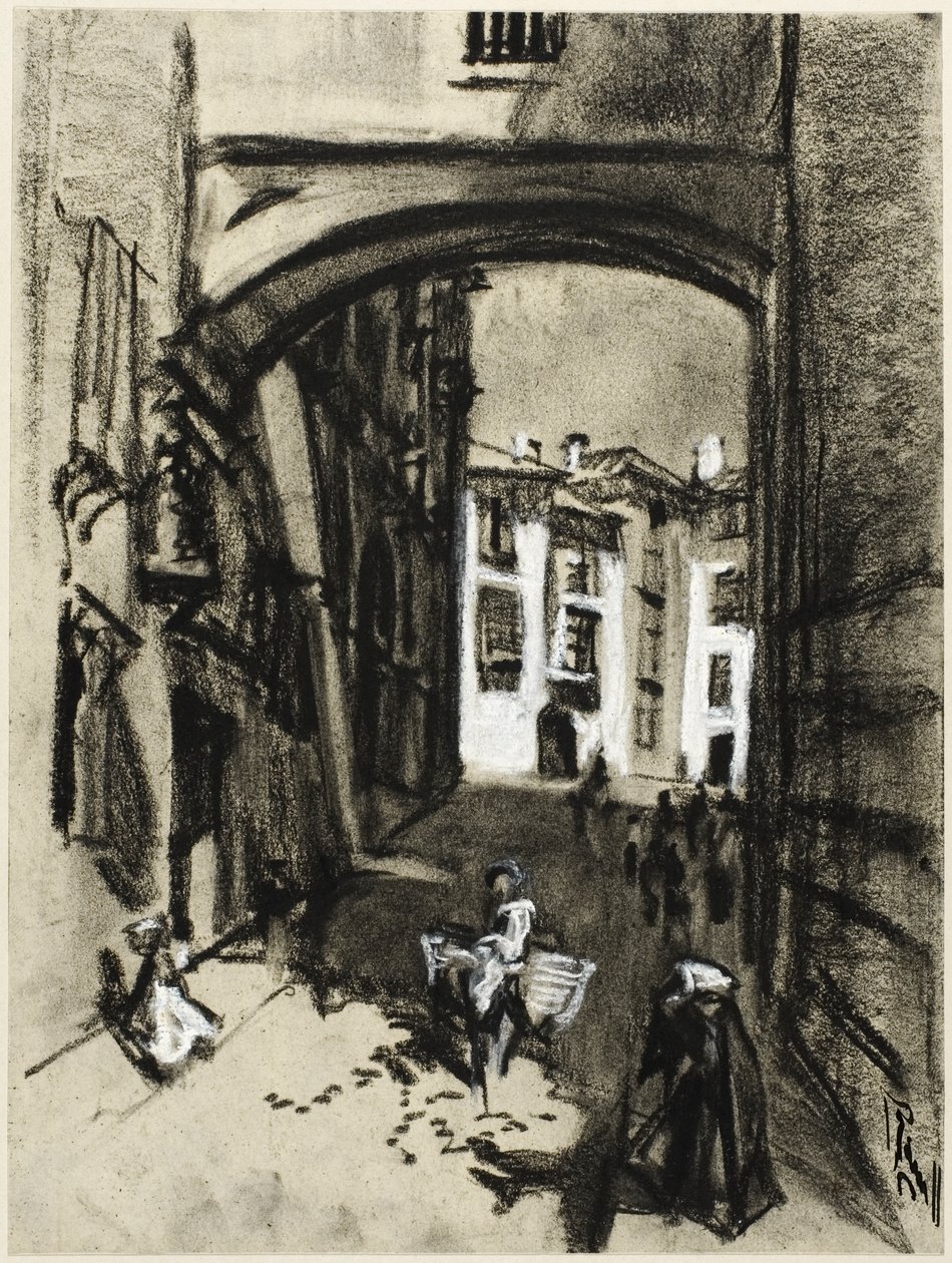 Toledo, straat van de boog door Joseph Pennell