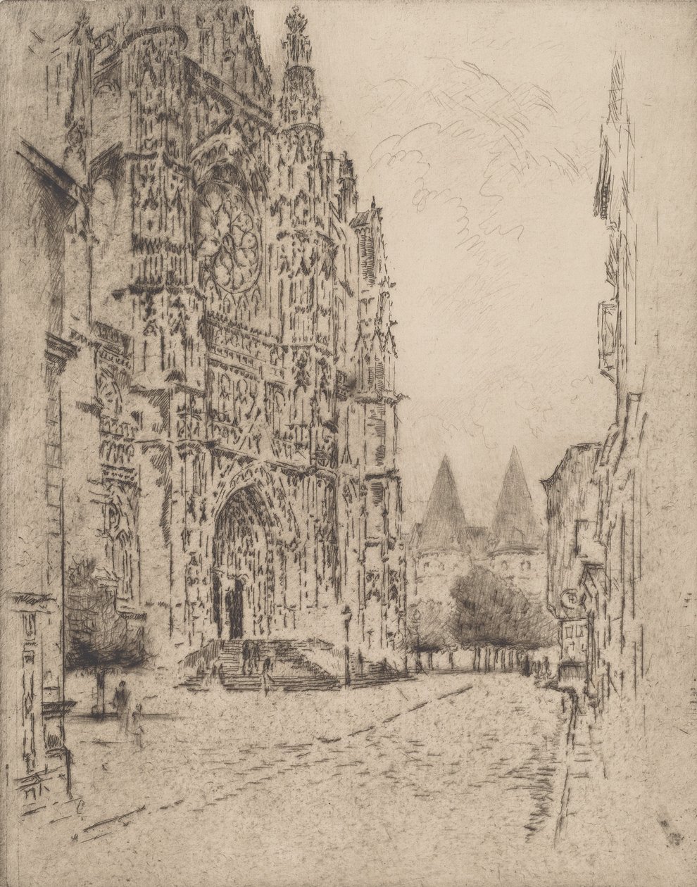 Torens van het bisschoppelijk paleis, Beauvais, 1907 door Joseph Pennell