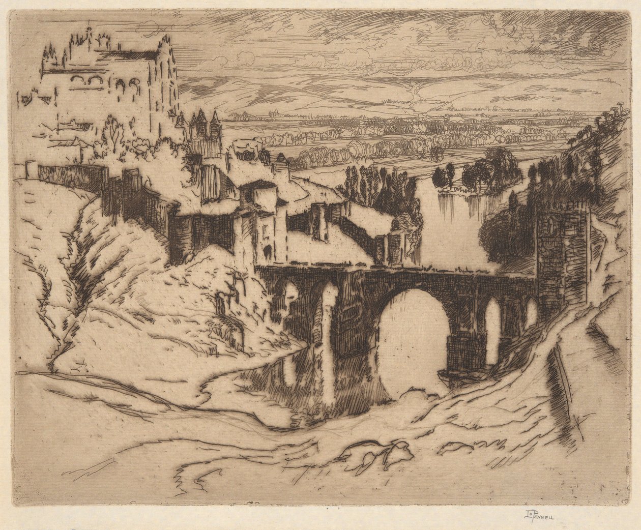 Zonder Titel [Brug van St. Martin, Toledo] door Joseph Pennell