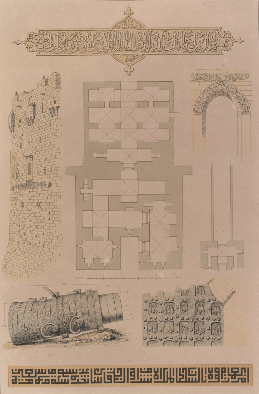Plan en details, Château d’Alep door Joseph Philibert Girault De Prangey