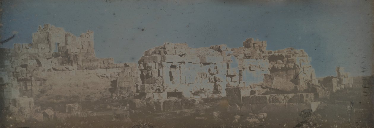 Hexagonale Hof, Tempel van Jupiter, Baalbek, 1843 door Joseph Philibert Girault De Prangey