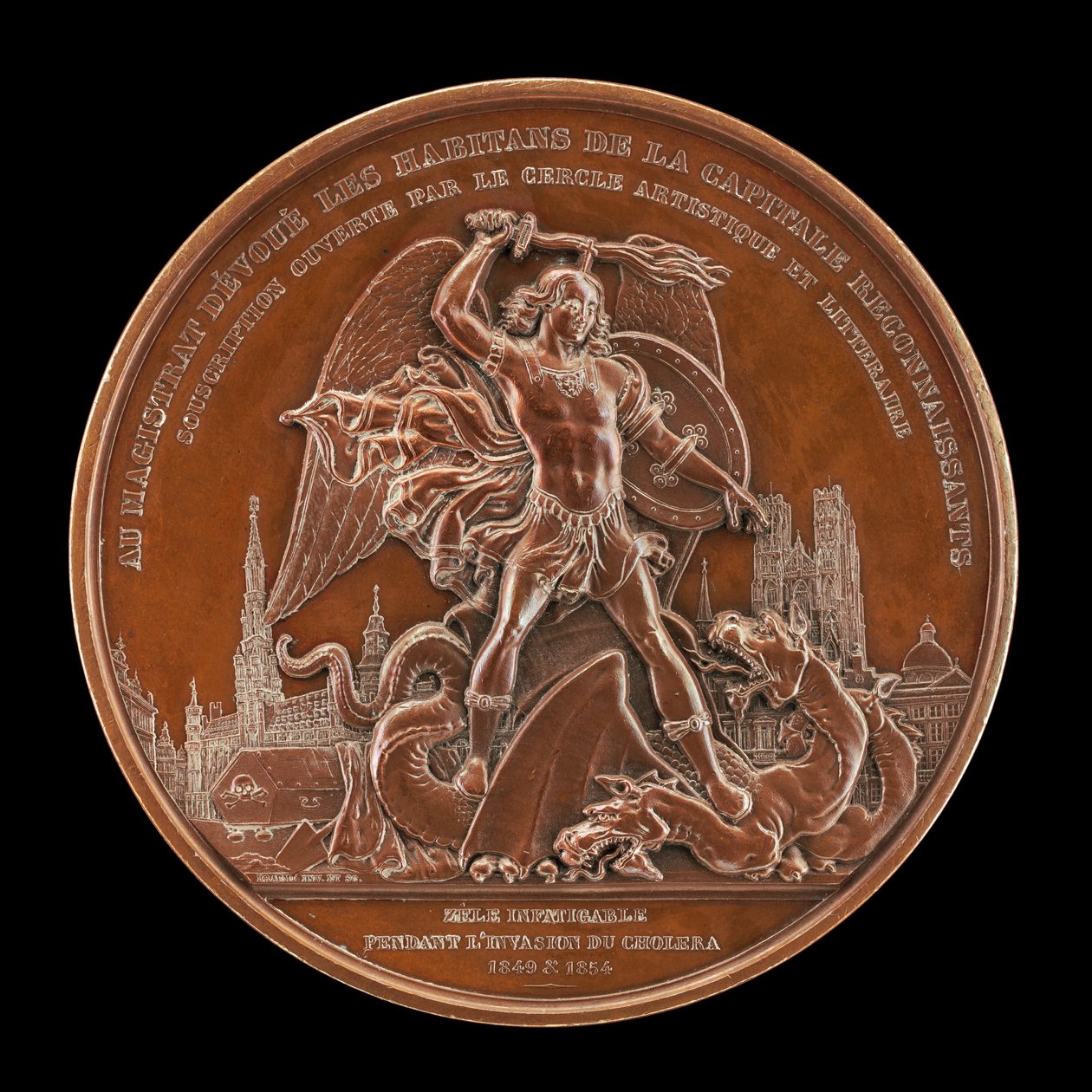 De Cholera Epidemieën van 1849 en 1854 [achterzijde], 1854 door Joseph Pierre Braemt