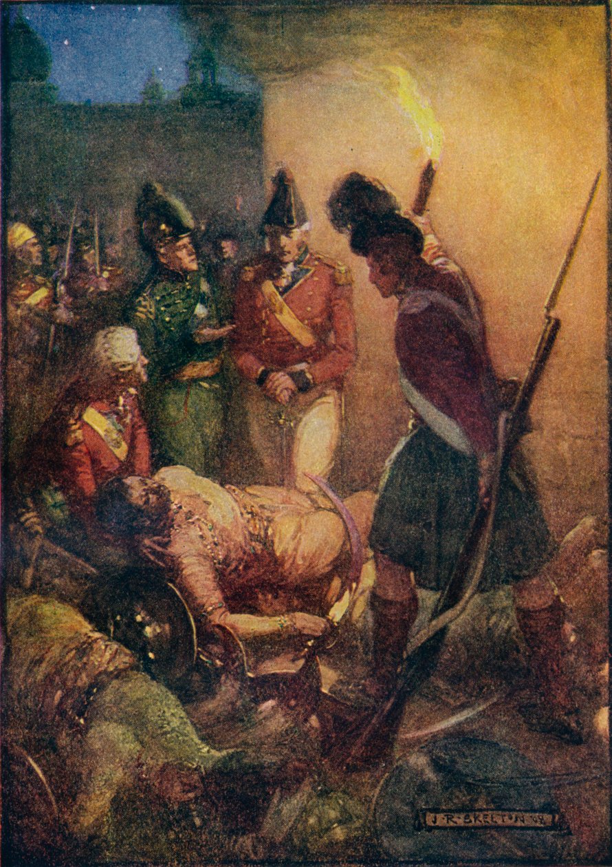 Het lichaam van Tippoo Sultan werd gevonden begraven onder die van zijn volgelingen, 1908, ca. 1920 door Joseph Ratcliffe Skelton