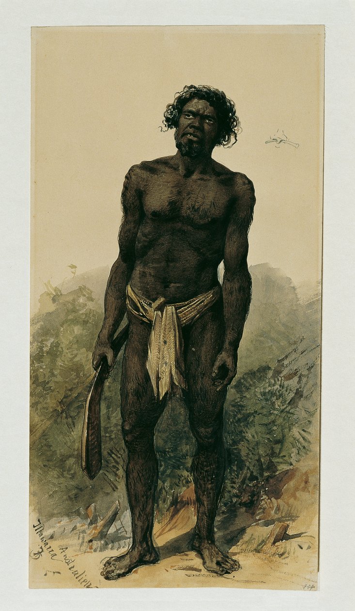 Inboorling met Boemerang uit Woolongong (Wollongong), Australië door Joseph Selleny