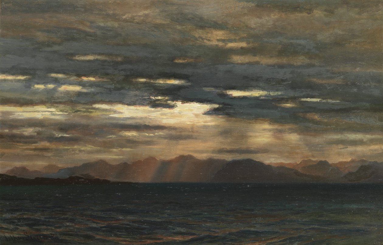 Zonsopgang boven de noordwestkust van Skye door Joseph Severn