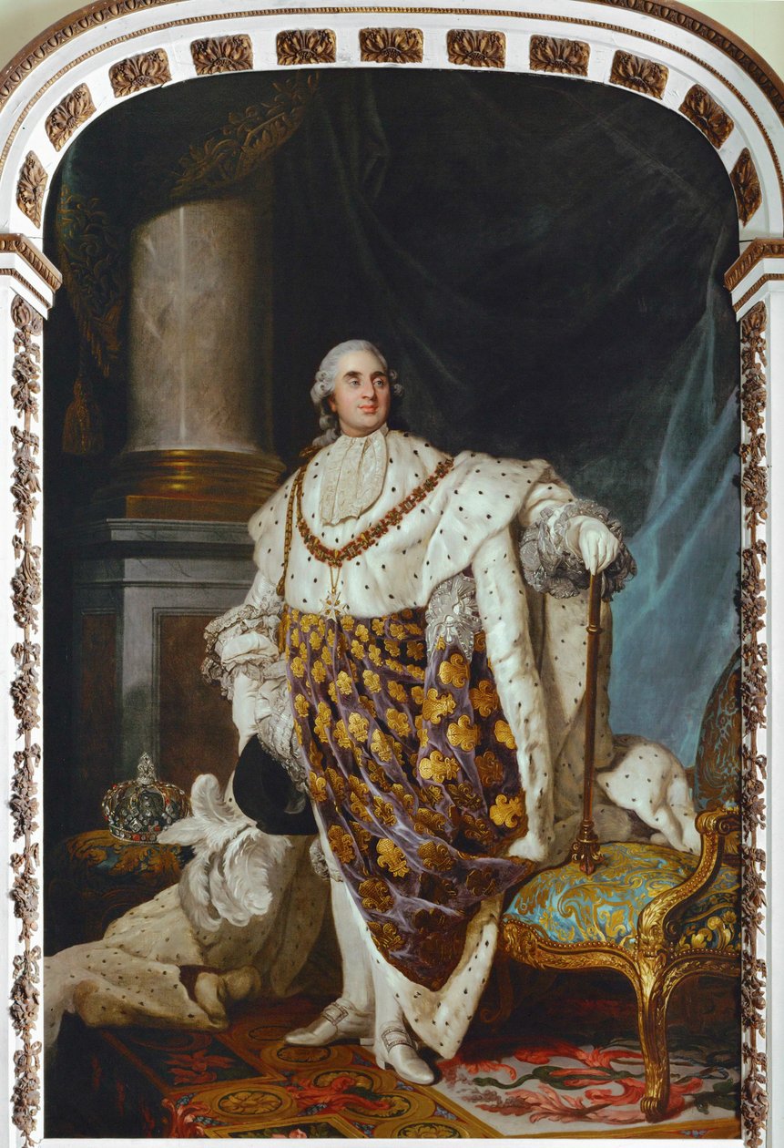 Louis XVI, in kroningsgewaden (schilderij op doek) door Joseph Siffred Duplessis