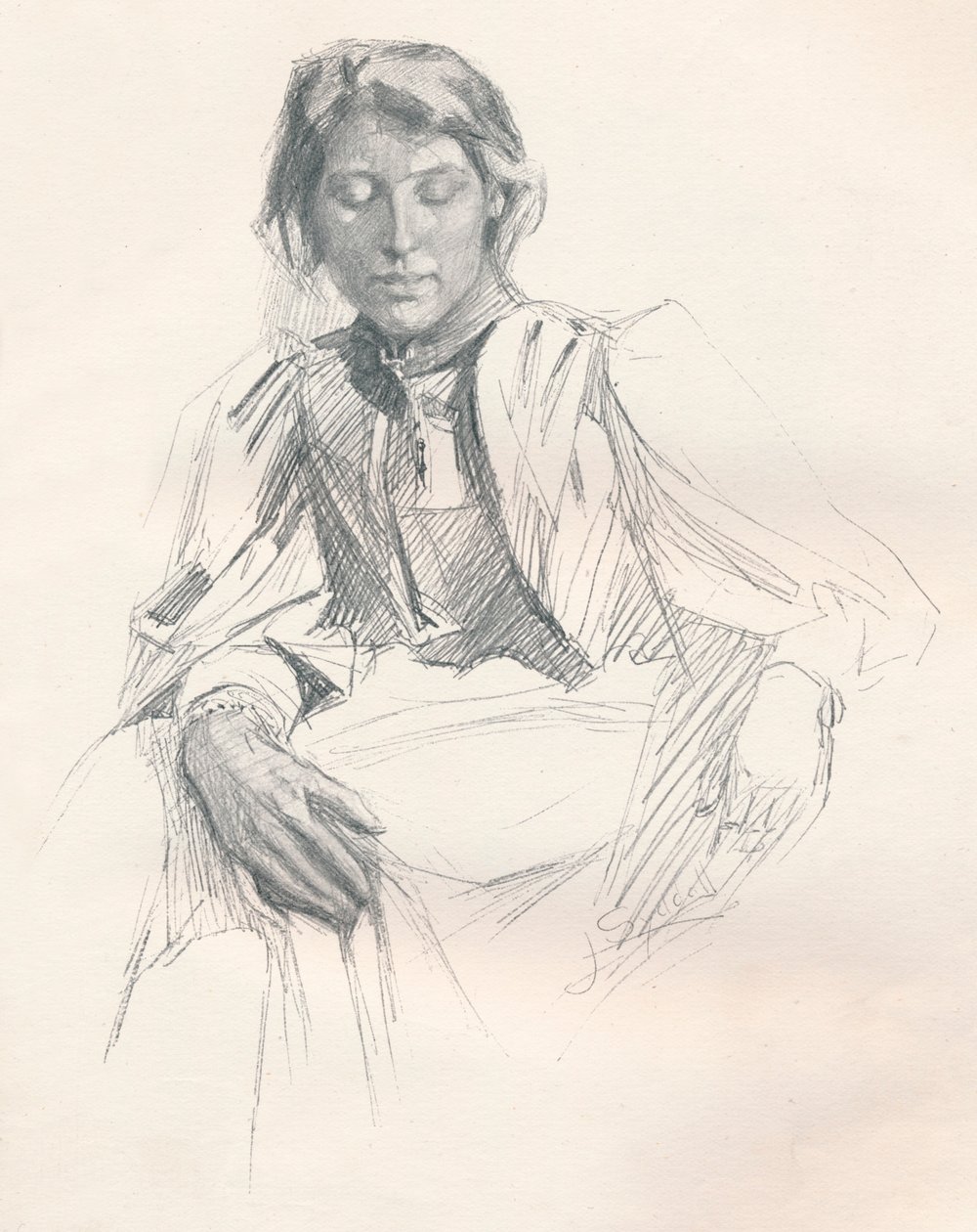 Studie in potlood, ca. 1897 door Joseph Syddall