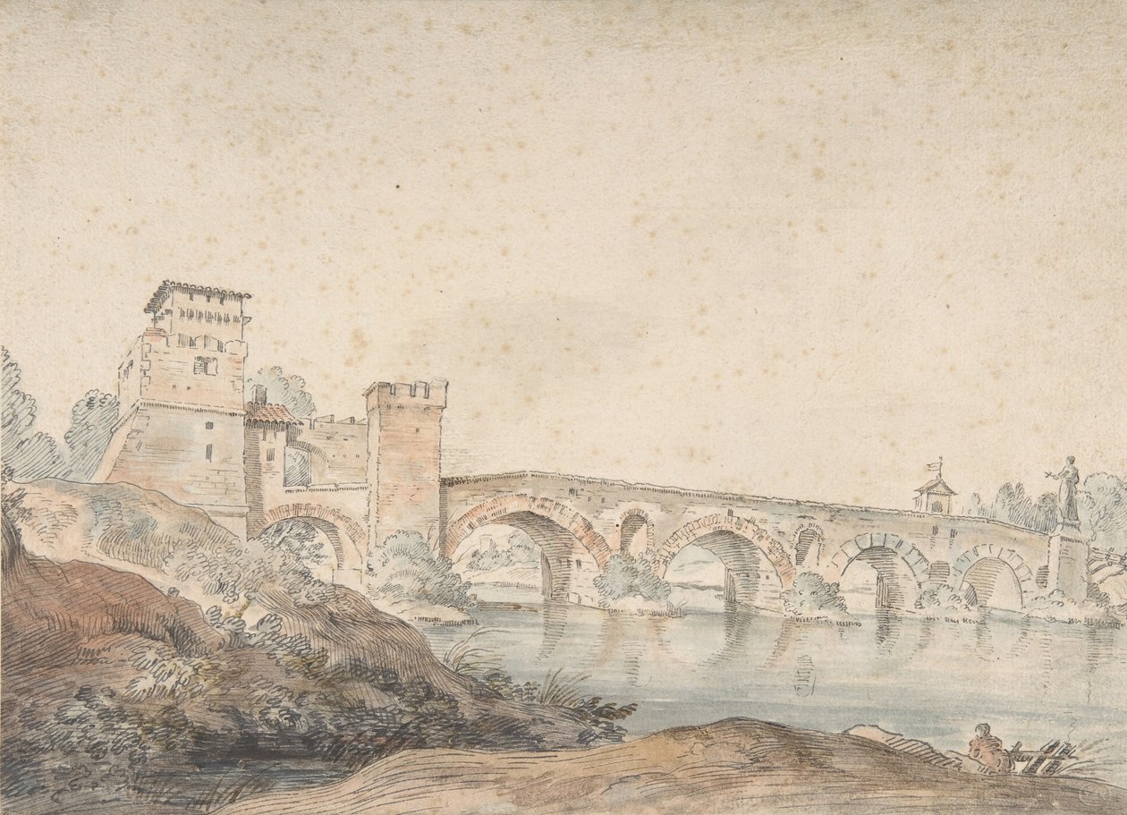 Ponte Molle, Rome, 18e eeuw door Joseph Vernet.