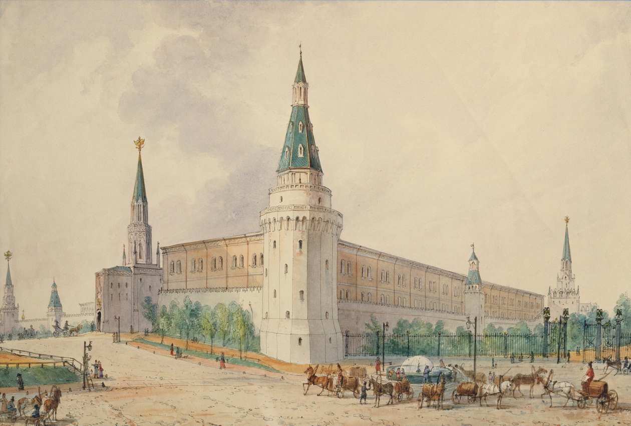 De Opstandingsplein en de Alexander Tuin in Moskou door Joseph Vivien