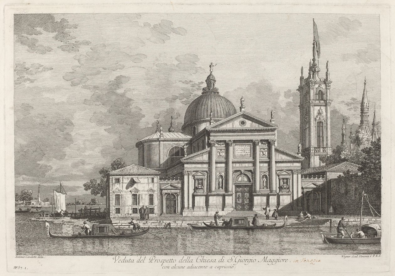 Veduta del Prospetto della Chiesa di S. Giorgio Maggiore, 1742 door Joseph Wagner